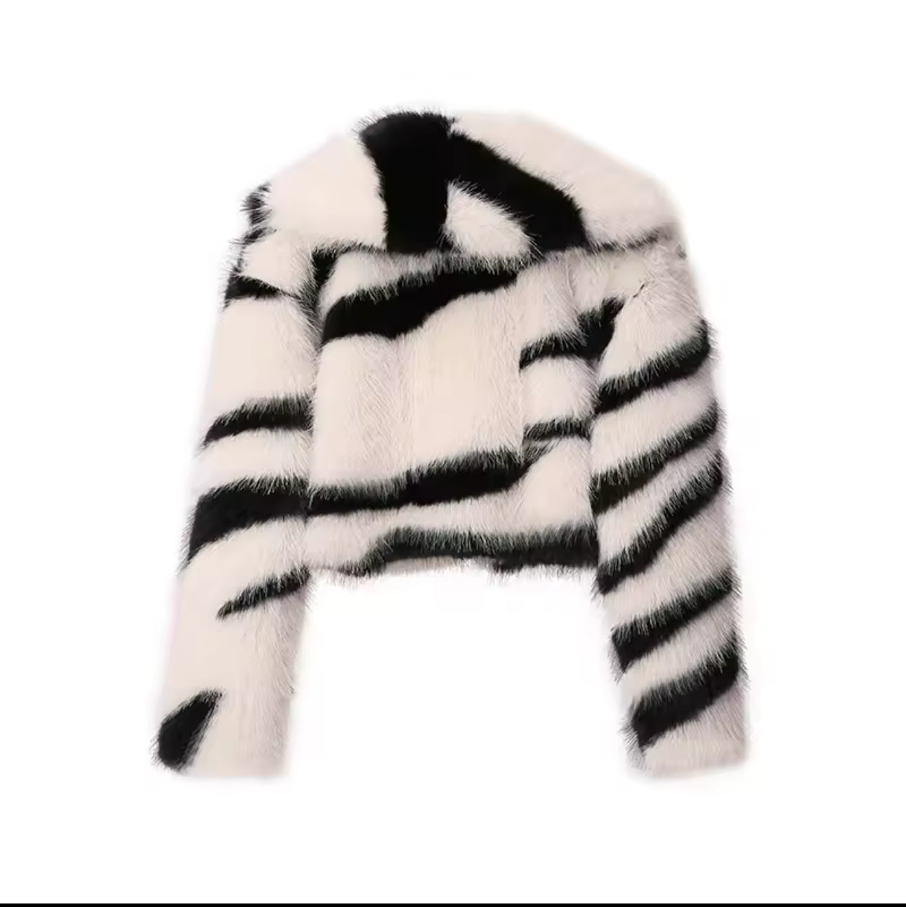 “Fun Girl” Zebra Print Fur Jacket